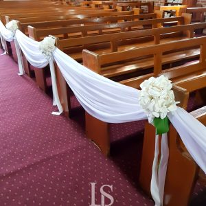 Chiffon Draping Pew hire Sydney