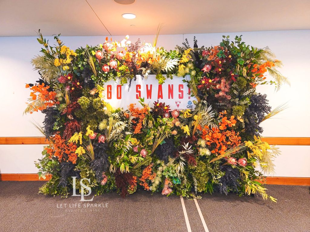 Aussie Swans Flower Wall hire Sydney