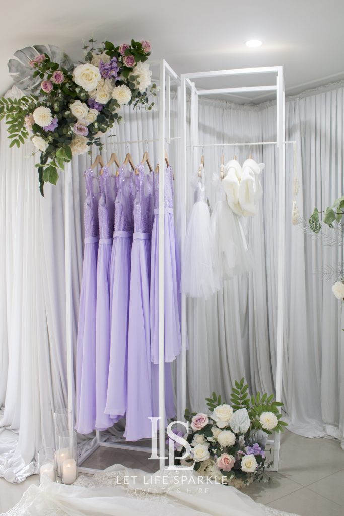 2.4m White Dress Rack hire Sydney