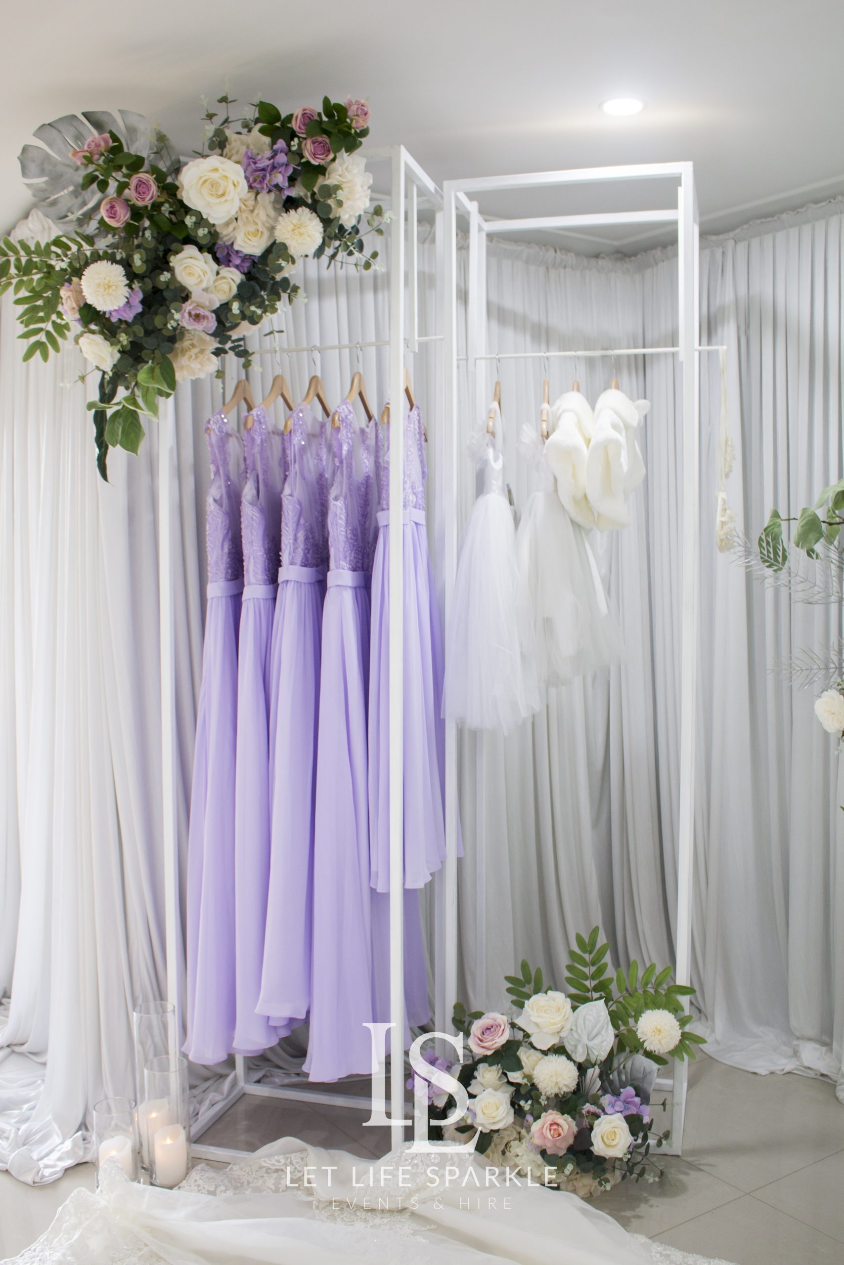 2.4m White Dress Rack hire Sydney