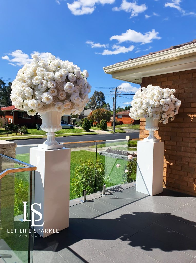 All White Pedestal Package hire Sydney