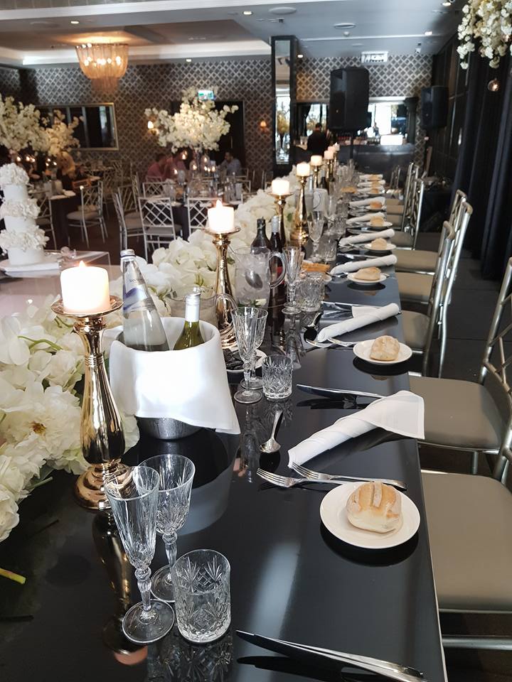Black Gloss Bridal Table Top hire Sydney