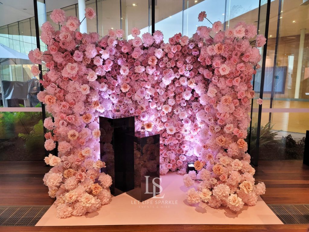 3D Rosé Flower Wall hire Sydney