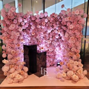 3D Rosé Flower Wall hire Sydney