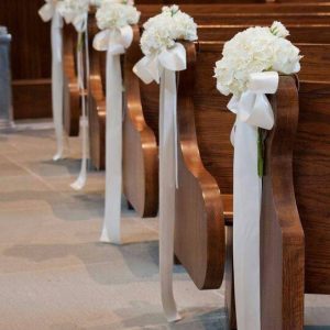 Hydrangea + Ribbon Pew