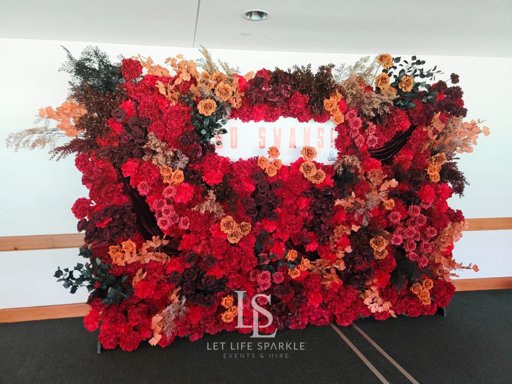 Autumn Swans Flower Wall hire Sydney