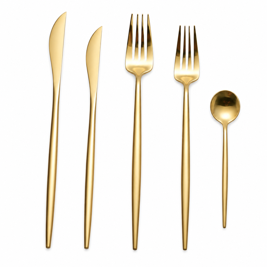 5 Piece Gold Cuttlery Set
