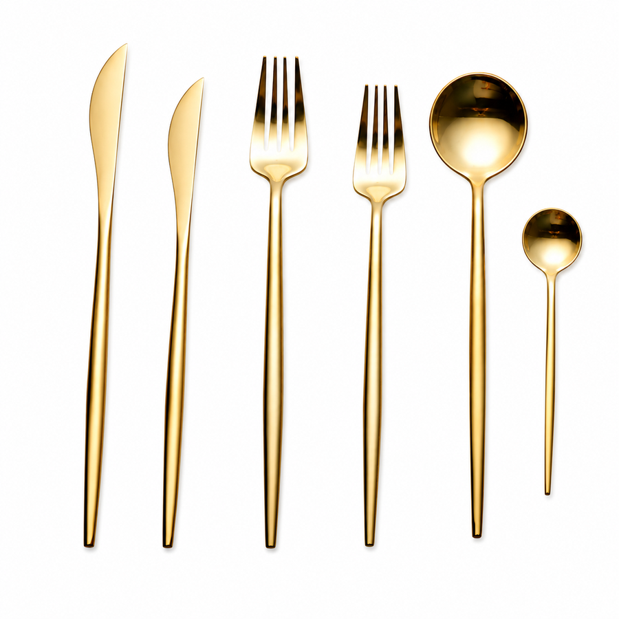 6 Piece Gold Cutlery Set