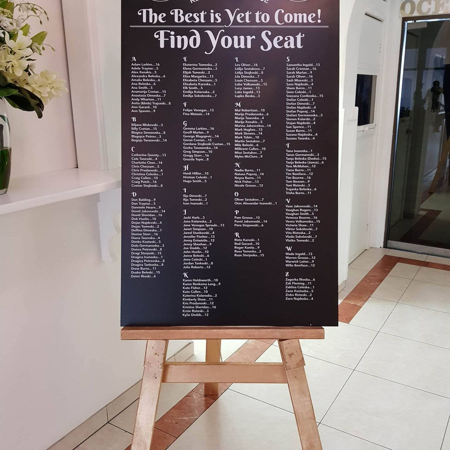 Black Board Seating Plan