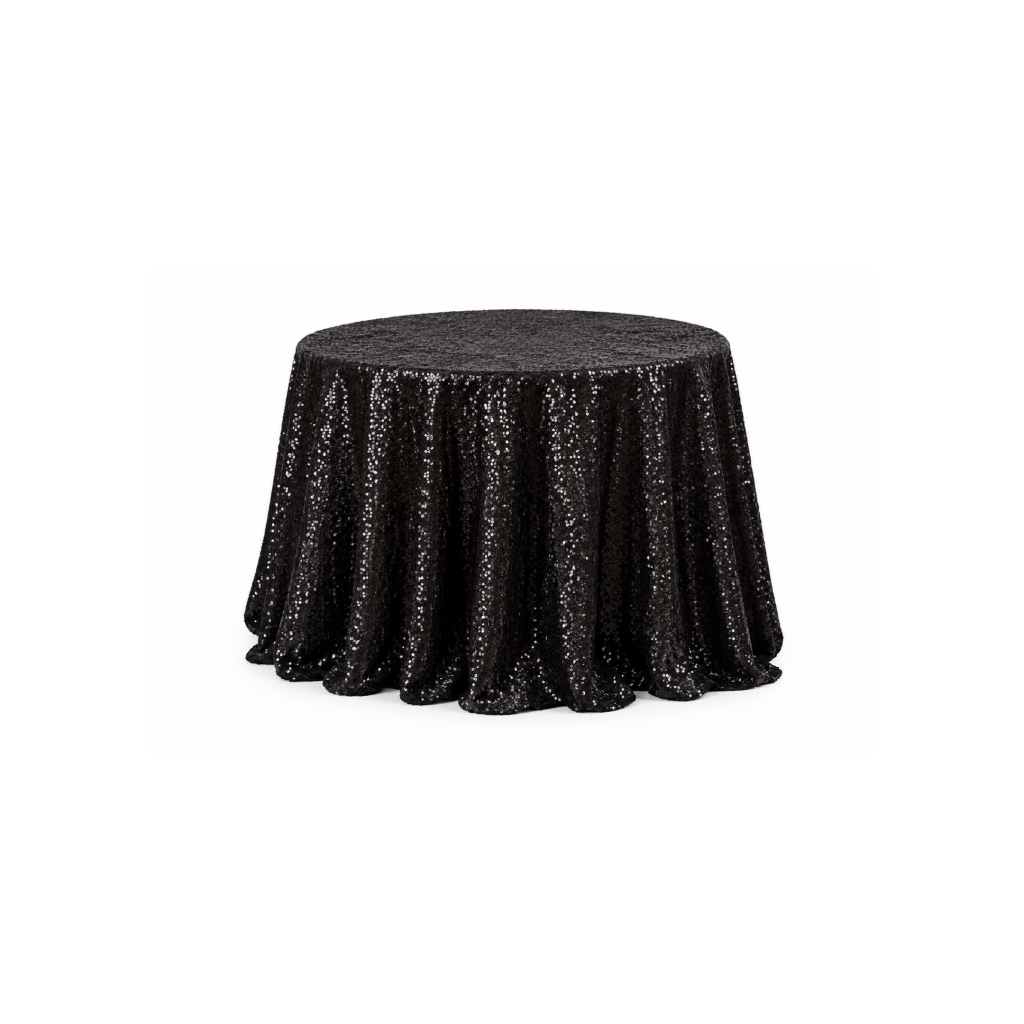 108″ Round Black Sequin