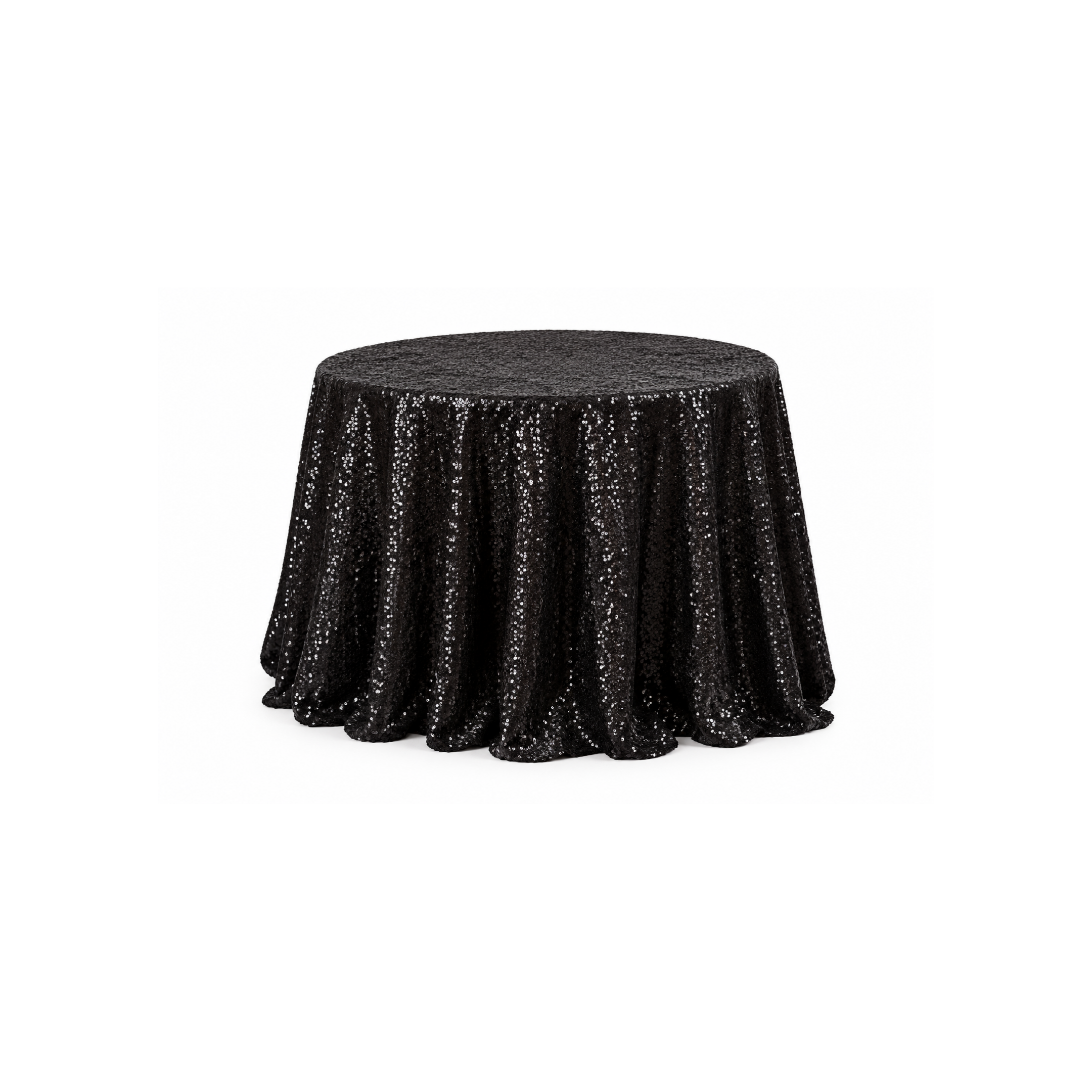 108″ Round Black Sequin